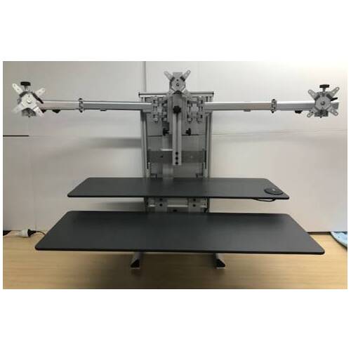 Triple Arm Electric Sit Stand Workstation